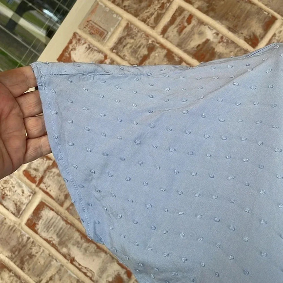 Shein Light Blue Dotted Swiss Ruffle Lace Dress - Picture 7 of 9